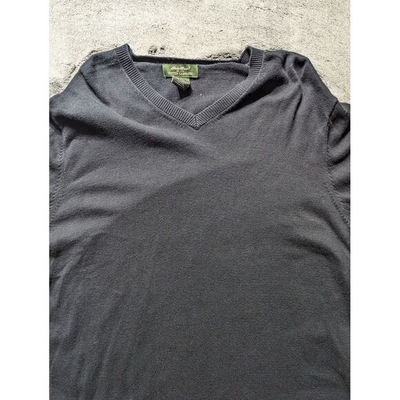 Eddie Bauer Long Sleeve V Neck Sweater Mens Size Large Tall Black Cashmere Blend - Picture 2 of 10